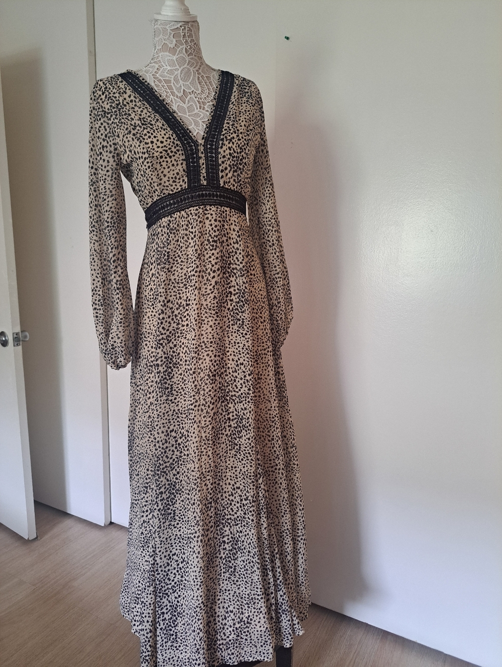Dress Baltic Born Cream and Black Printed Long Sleeve Maxi Dress - Picture 14 of 14